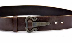 Belt with hand forged belt hook