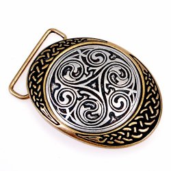 Two-tone Celtic buckle: brass + silver