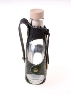 Glass hip flask - leather strap