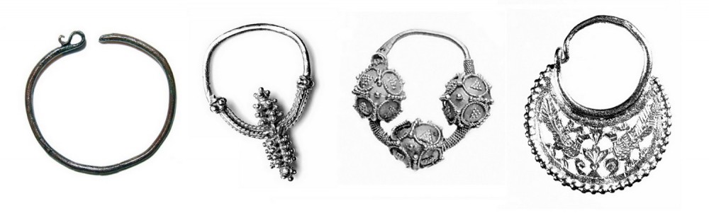 Verschiedene Typen von Schläfenringen aus der Wikingerzeit