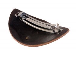 Leather barrette with mtal clip