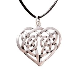 Celtic heart charm - silver plated