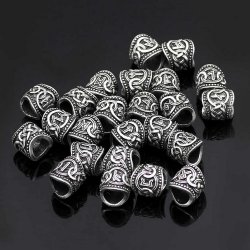 Rune hair beads - silver colour 