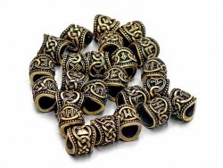 Rune hair beads - brass colour 