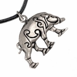 Celtic boar charm - silver 