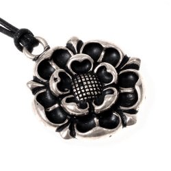 Tudor rose charm - silver plated