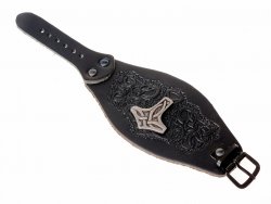 Embossed Viking wristband - black