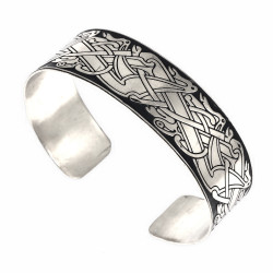 Celtic brass bangle - silver-plated