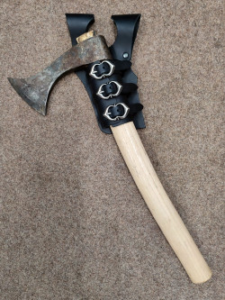 In use as medieval axe holder 
