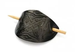 Embossed leather barrette 