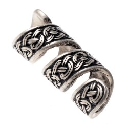 Celtic beard bead - silver plated