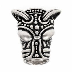 Viking wolf beard bead - silver plated