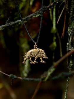 Celtic boar charm in nature
