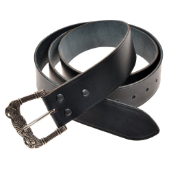 Viking leather belt - black / silver