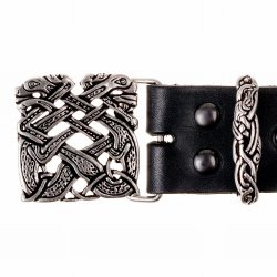 Belt with silver colored buckle