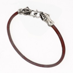 Leather bracelet - brown / silver