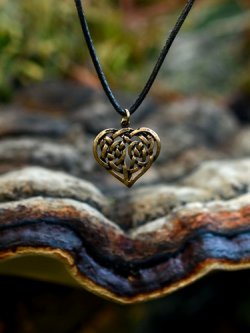 Celtic heart charm in nature