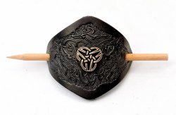 Leather hair slide motif 3: Viking