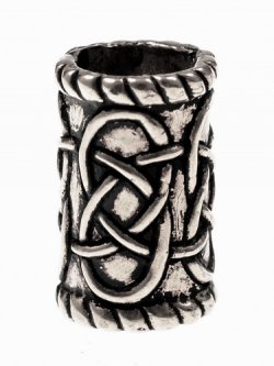 Celtic beard bead - silver plated 