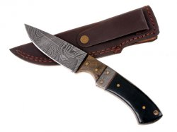 Jagdmesser Damast - Horn / Walnuss
