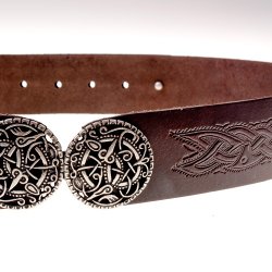 Leather belt with Celtic embossing