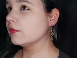 Celtic cross earrings in use