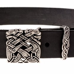 Belt with silver colored buckle