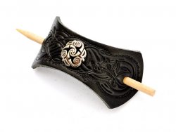 Leather hair barrette motif 4: Arabesque