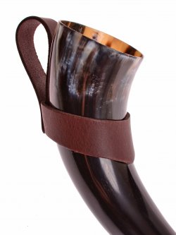 With brown drinking horn holder 