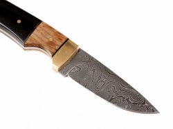 Jagdmesser Damast - Horn / Esche