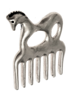 Celtic horse comb replica - silver-plated