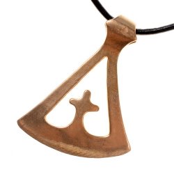 Viking cross axe pendant - bronze