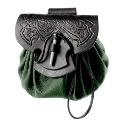 Celtic leather pouch bag - opened