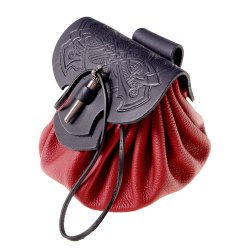 Celtic leather pouch bag - red