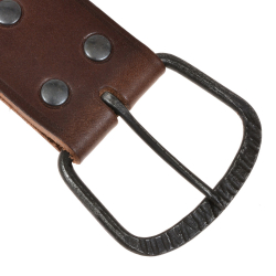 Leather belt with hand-forged buckle