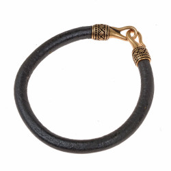Leather armlet - black / bronze