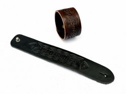 Leather Wristband in 4 cm - Knot work