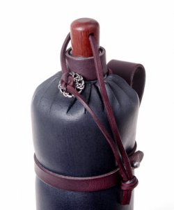 Medieval leather bottle - front