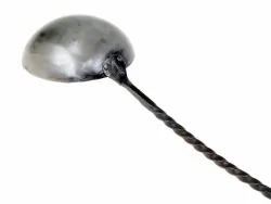 Medieval iron ladle from below