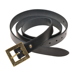 Medieval leather belt - black / brass