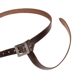 Medieval leather belt - brown / silver