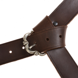 Medieval leather belt - brown / silver