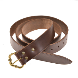 Medieval leather belt - brown / brass