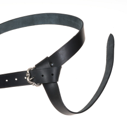 Medieval leather belt - black / silver