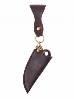 Miniature knife in leather sheath