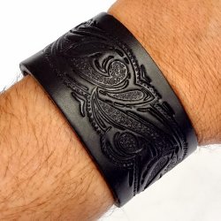 Leather Wristband in 4 cm - Arabesque