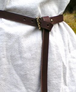 Medieval leather belt in use