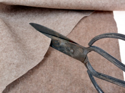 Medival scissors replica in use