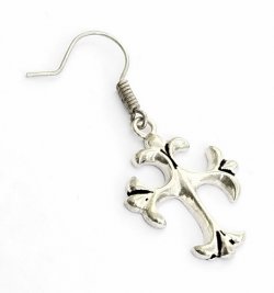 Ear Ring Medieval Cross - silver