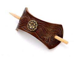 Leather hair barrette motif 3: Medieval